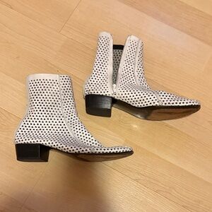 Rachel Comey White Perforated Leather Ankle Booties